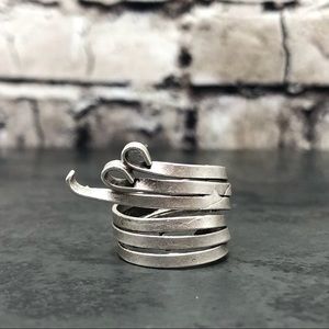 NEW Ethnic Metal Strip Wrap Silver-tone Ring